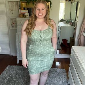 Green Denim Overall Dress